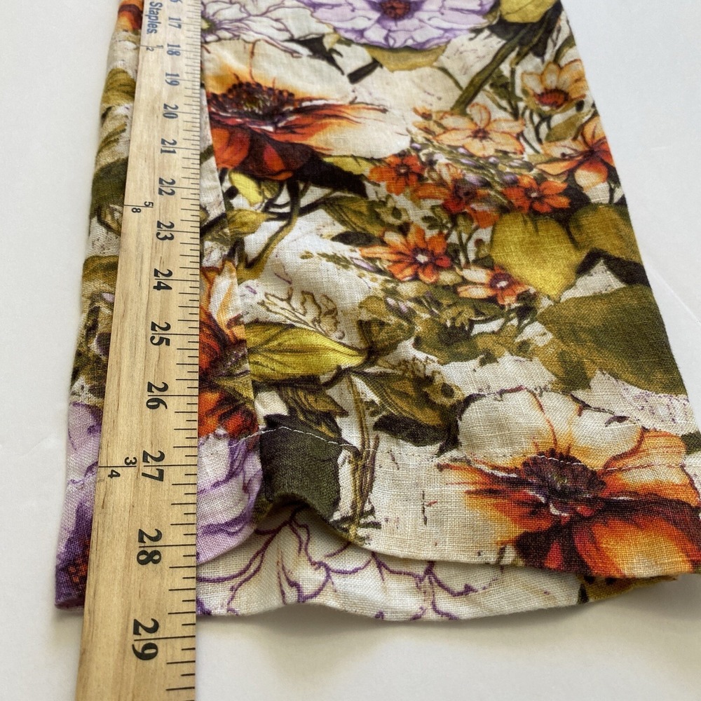 Chico's Womens Boho Linen Floral Straight Leg Pants Size 10‎ Coastal Lagenlook - Picture 11 of 11